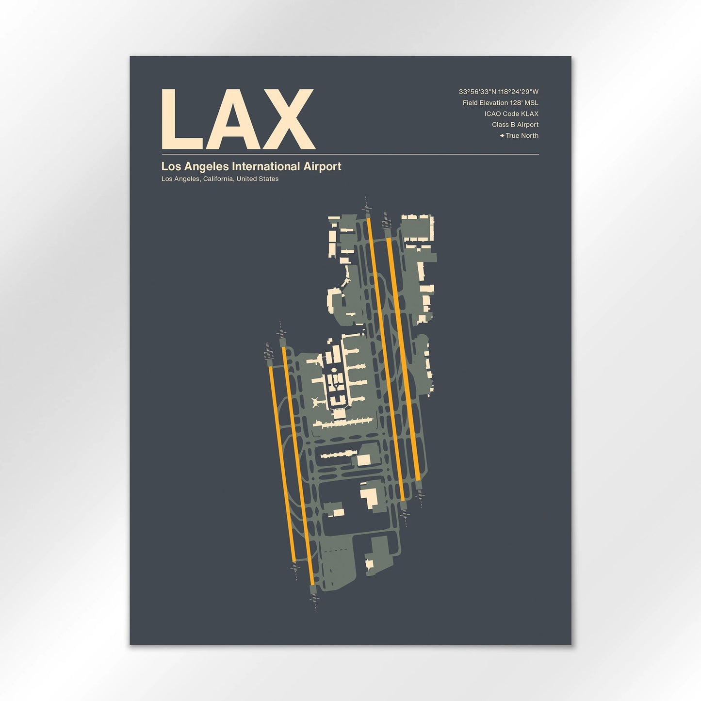 LAX | Los Angeles - Mid - Century Slate - 18×24" - No Frame