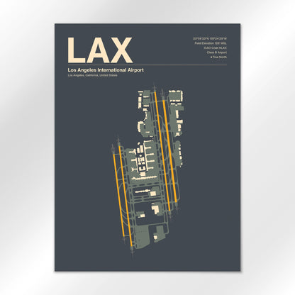 LAX | Los Angeles - Mid - Century Slate - 18×24" - No Frame