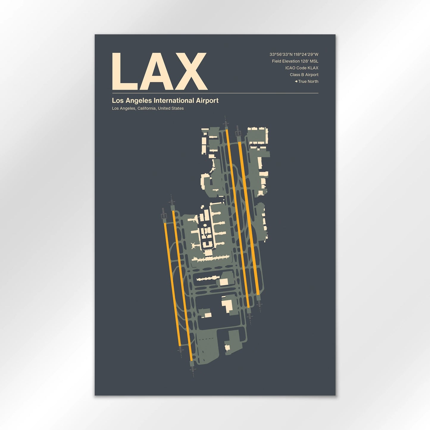 LAX | Los Angeles - Mid - Century Slate - 24×36" - No Frame