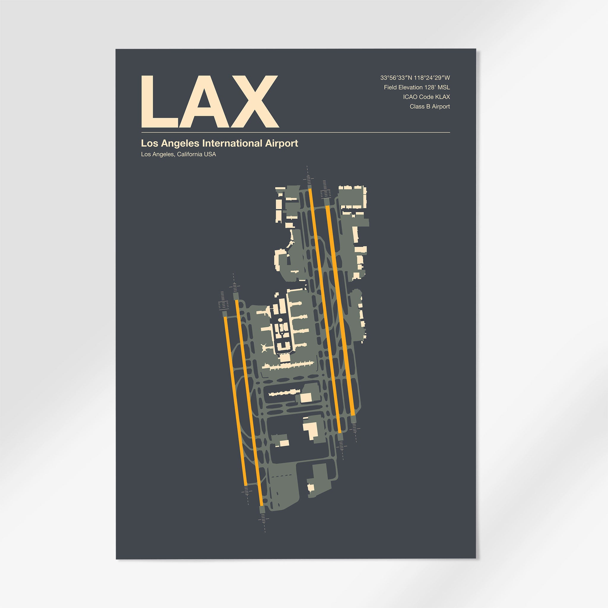 LAX | Los Angeles - A3 - Mid - Century Slate - No Frame