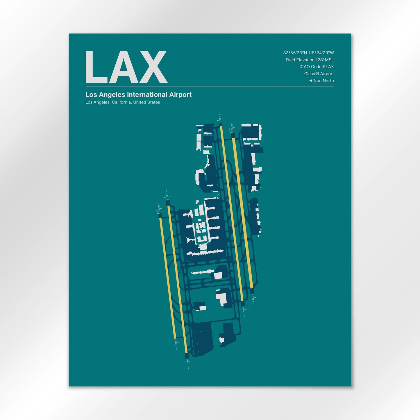 LAX | Los Angeles - Mid - Century Moss - 16×20" - No Frame