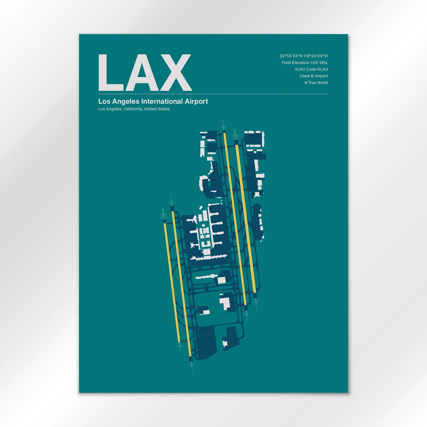 LAX | Los Angeles - Mid - Century Moss - 18×24" - No Frame