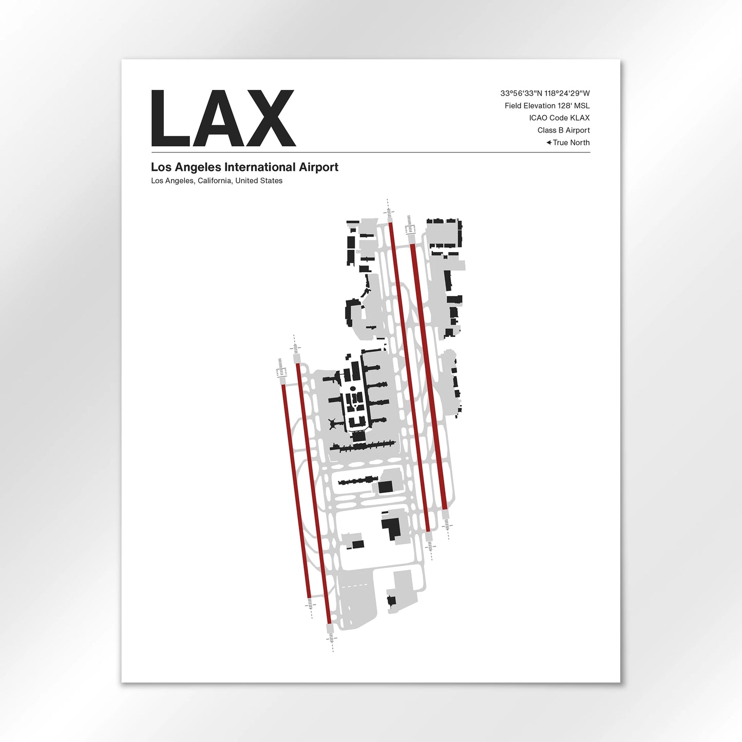 LAX | Los Angeles - Mid - Century Modern - 16×20" - No Frame