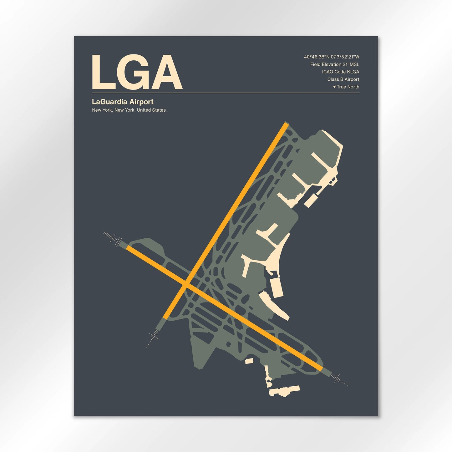 LGA | New York - Mid - Century Slate - 16×20" - No Frame