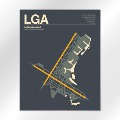 LGA | New York - Mid - Century Slate - 16×20" - No Frame