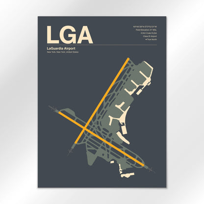 LGA | New York - Mid - Century Slate - 18×24" - No Frame
