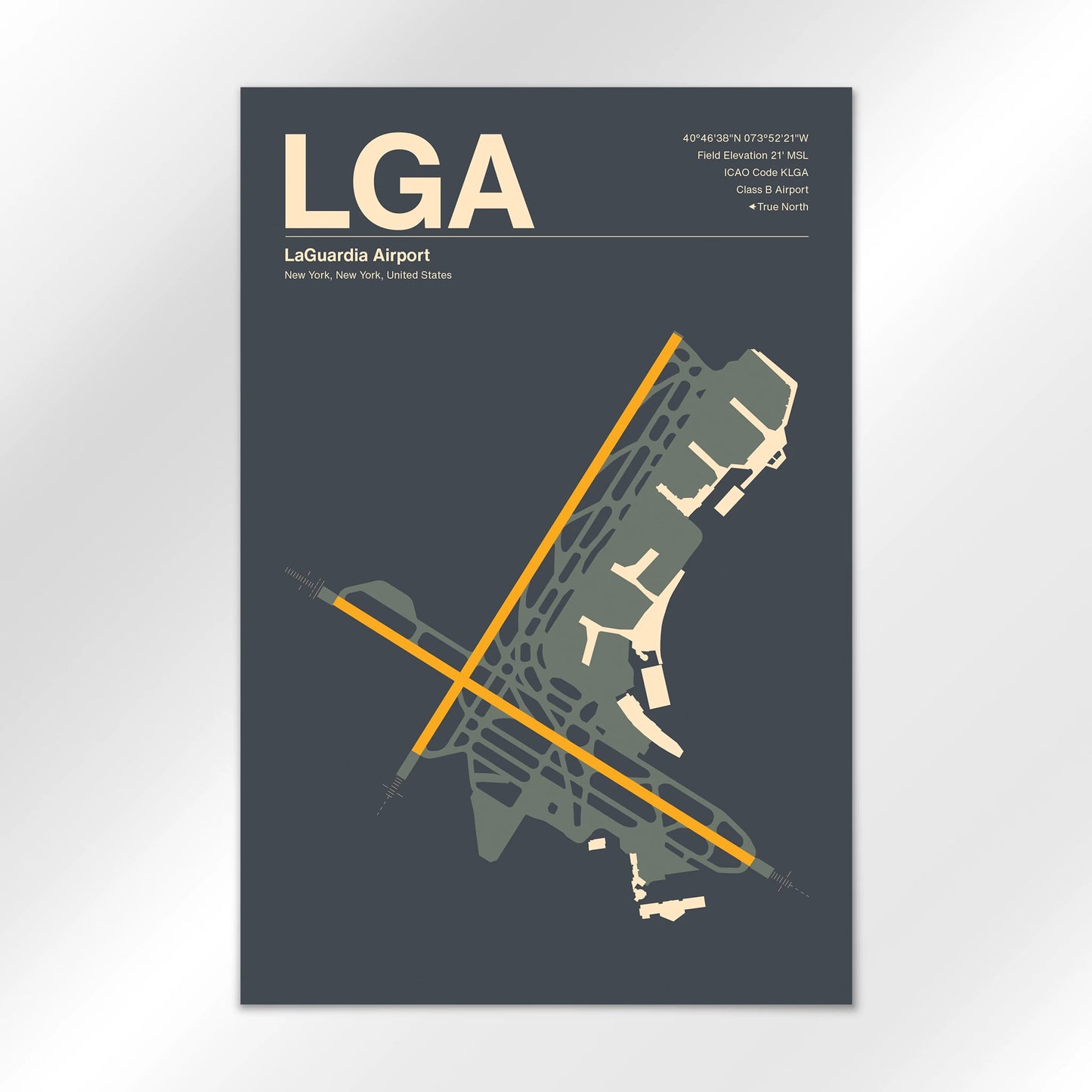 LGA | New York - Mid - Century Slate - 24×36" - No Frame