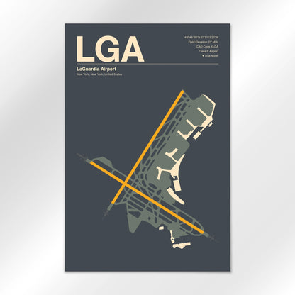 LGA | New York - Mid - Century Slate - 24×36" - No Frame
