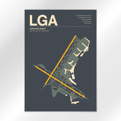LGA | New York - Mid - Century Slate - A1 - No Frame