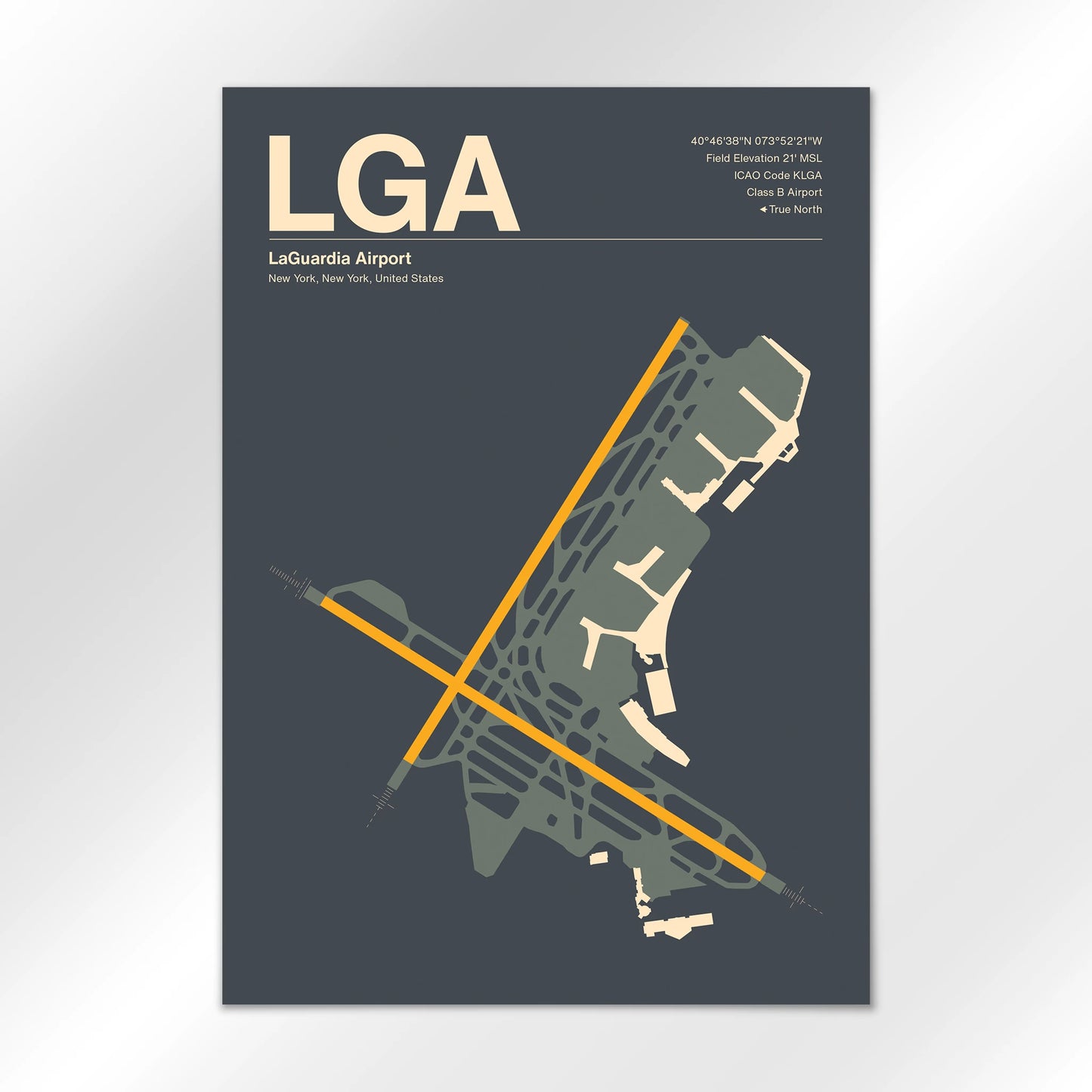 LGA | New York - Mid - Century Slate - A2 - No Frame