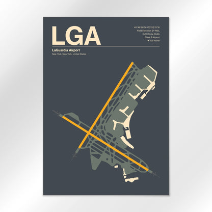 LGA | New York - Mid - Century Slate - A3 - No Frame