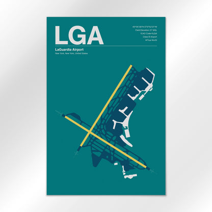 LGA | New York - Mid - Century Moss - 12×18" - No Frame