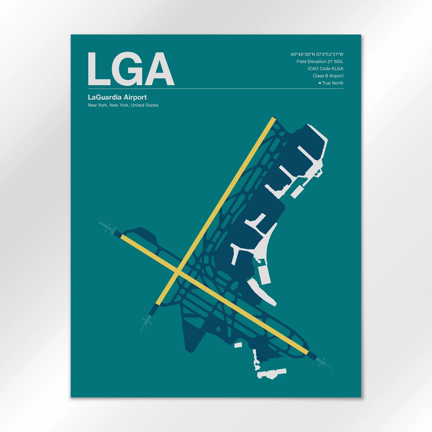 LGA | New York - Mid - Century Moss - 16×20" - No Frame