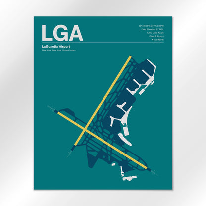 LGA | New York - Mid - Century Moss - 16×20" - No Frame