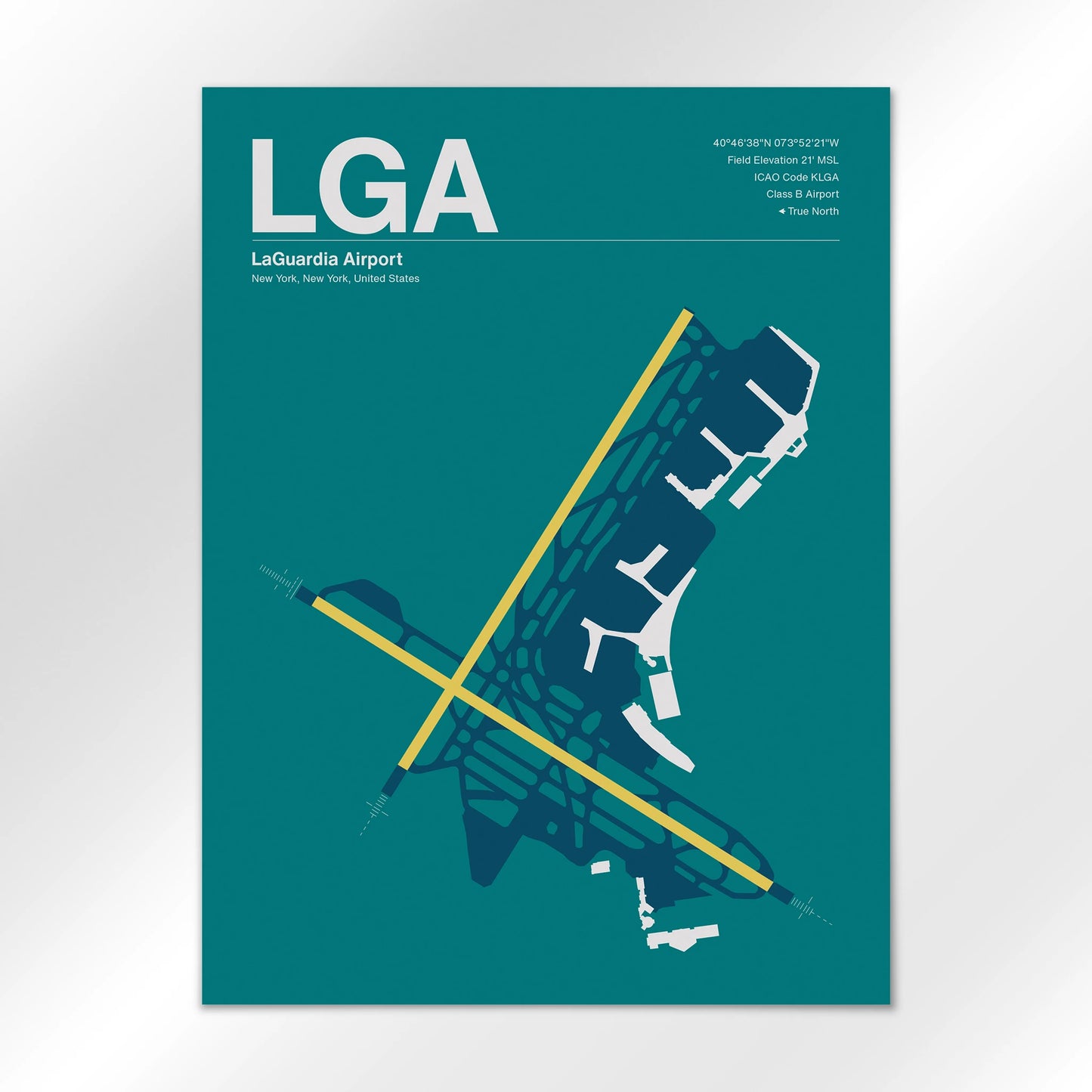LGA | New York - Mid - Century Moss - 18×24" - No Frame