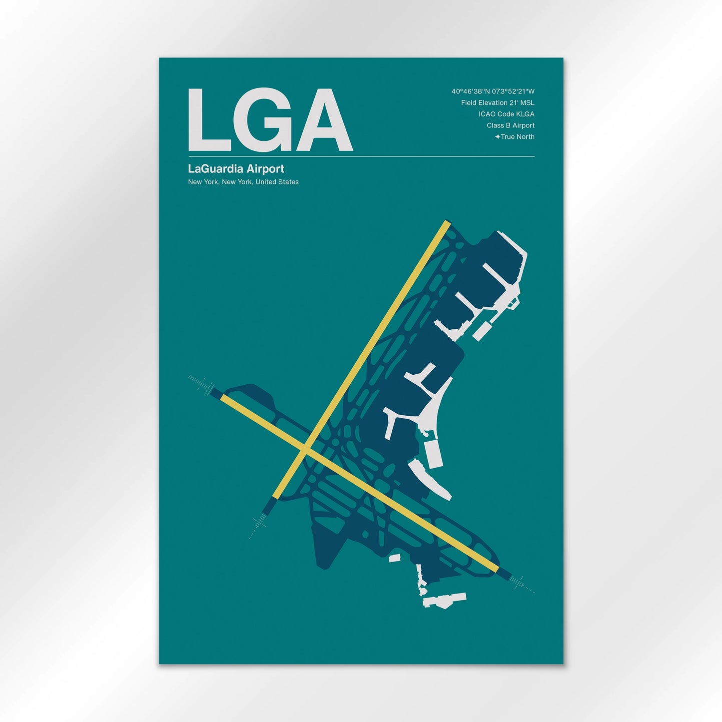 LGA | New York - Mid - Century Moss - 24×36" - No Frame