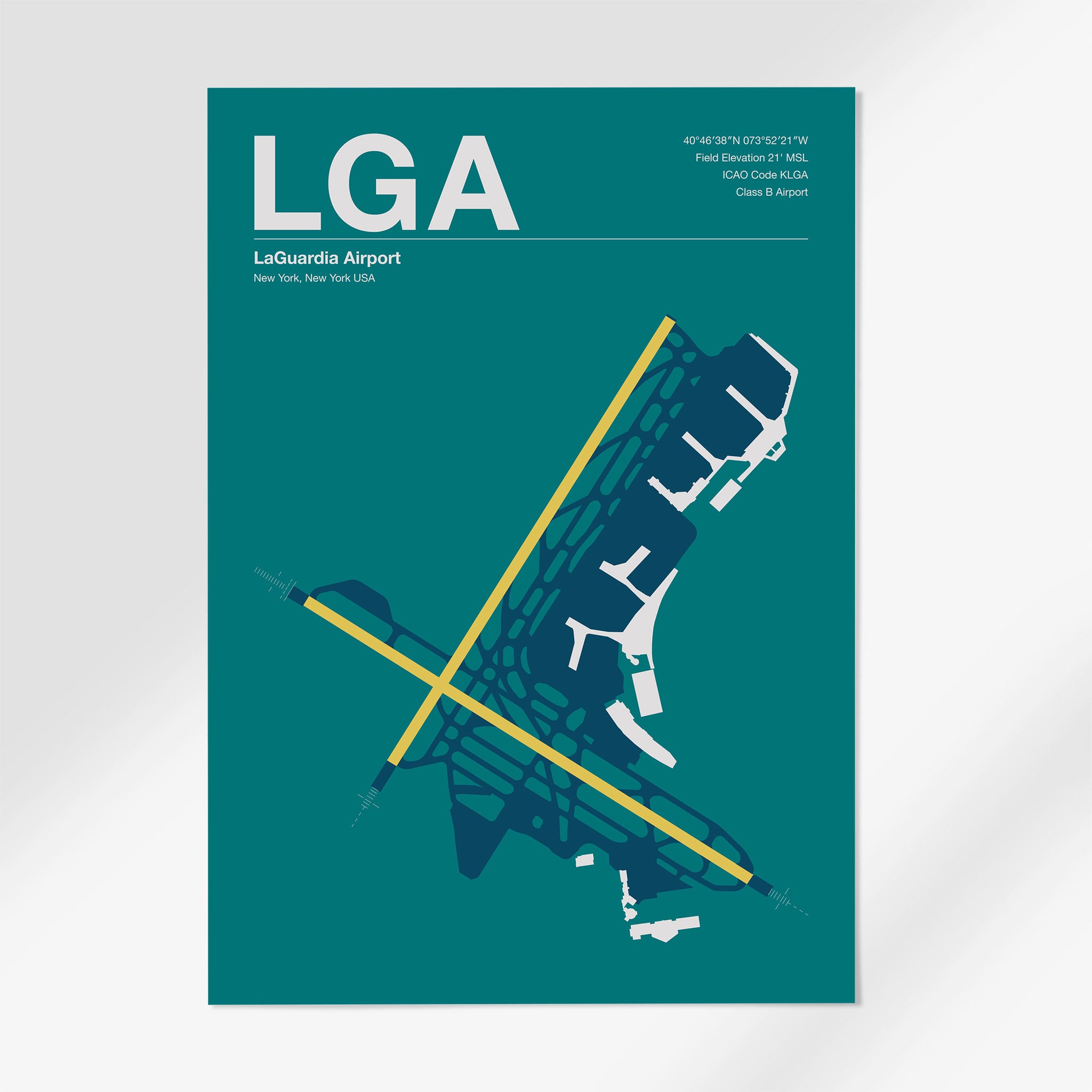 LGA | New York - 12×18" - Mid - Century Moss - No Frame