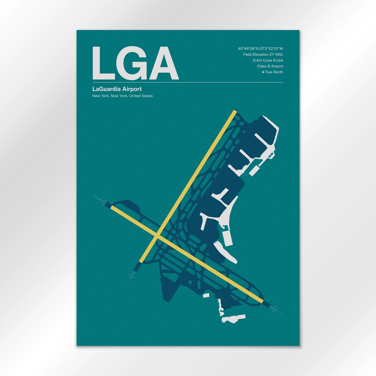 LGA | New York - Mid - Century Moss - A2 - No Frame