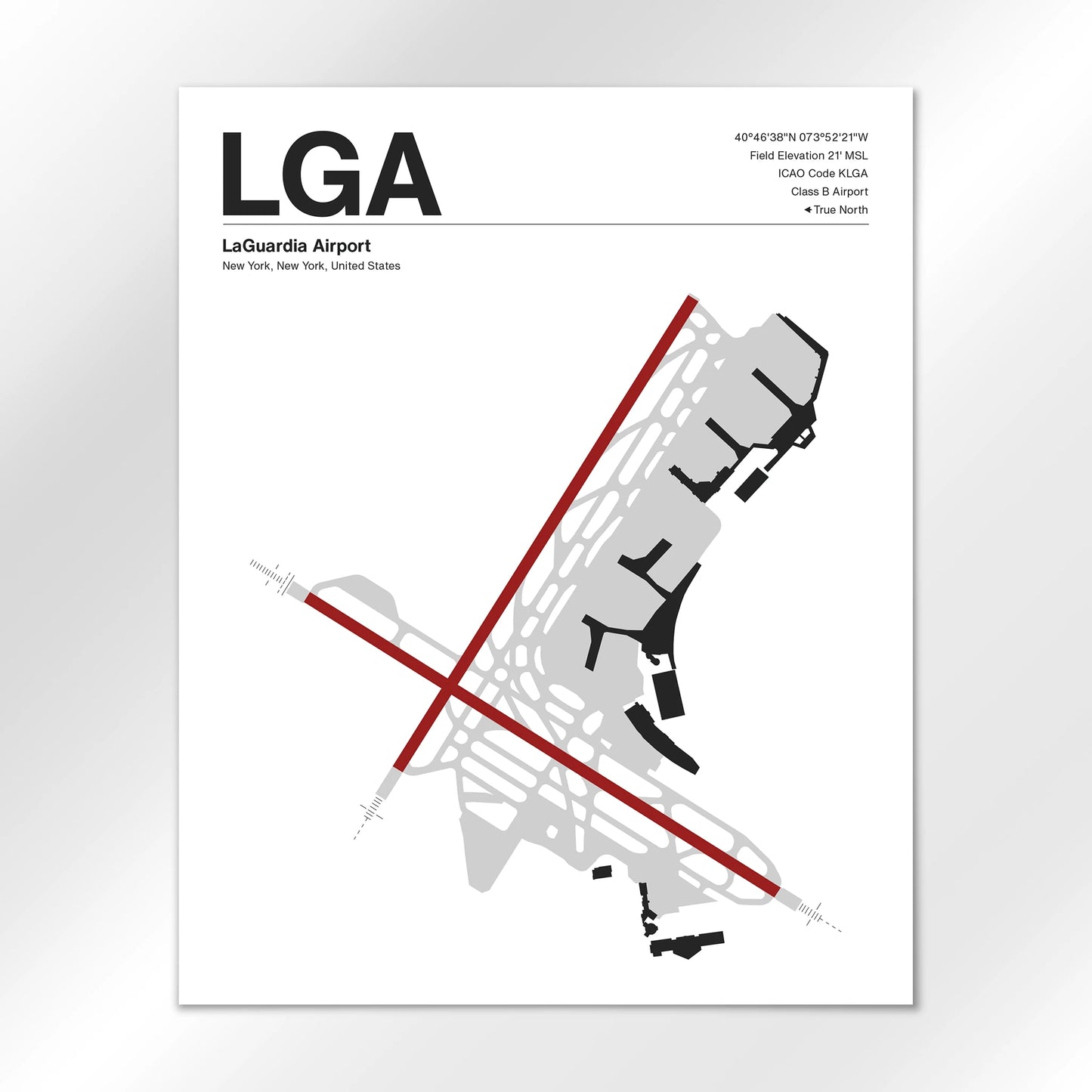 LGA | New York - Mid - Century Modern - 16×20" - No Frame