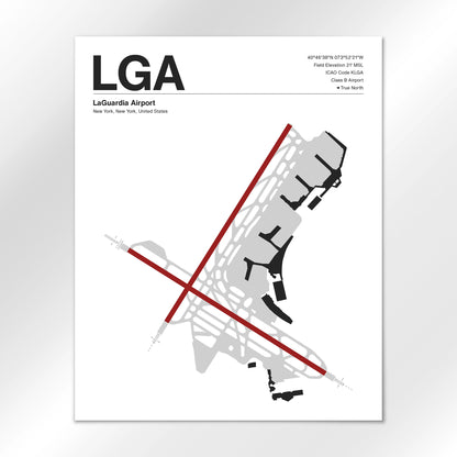 LGA | New York - Mid - Century Modern - 16×20" - No Frame