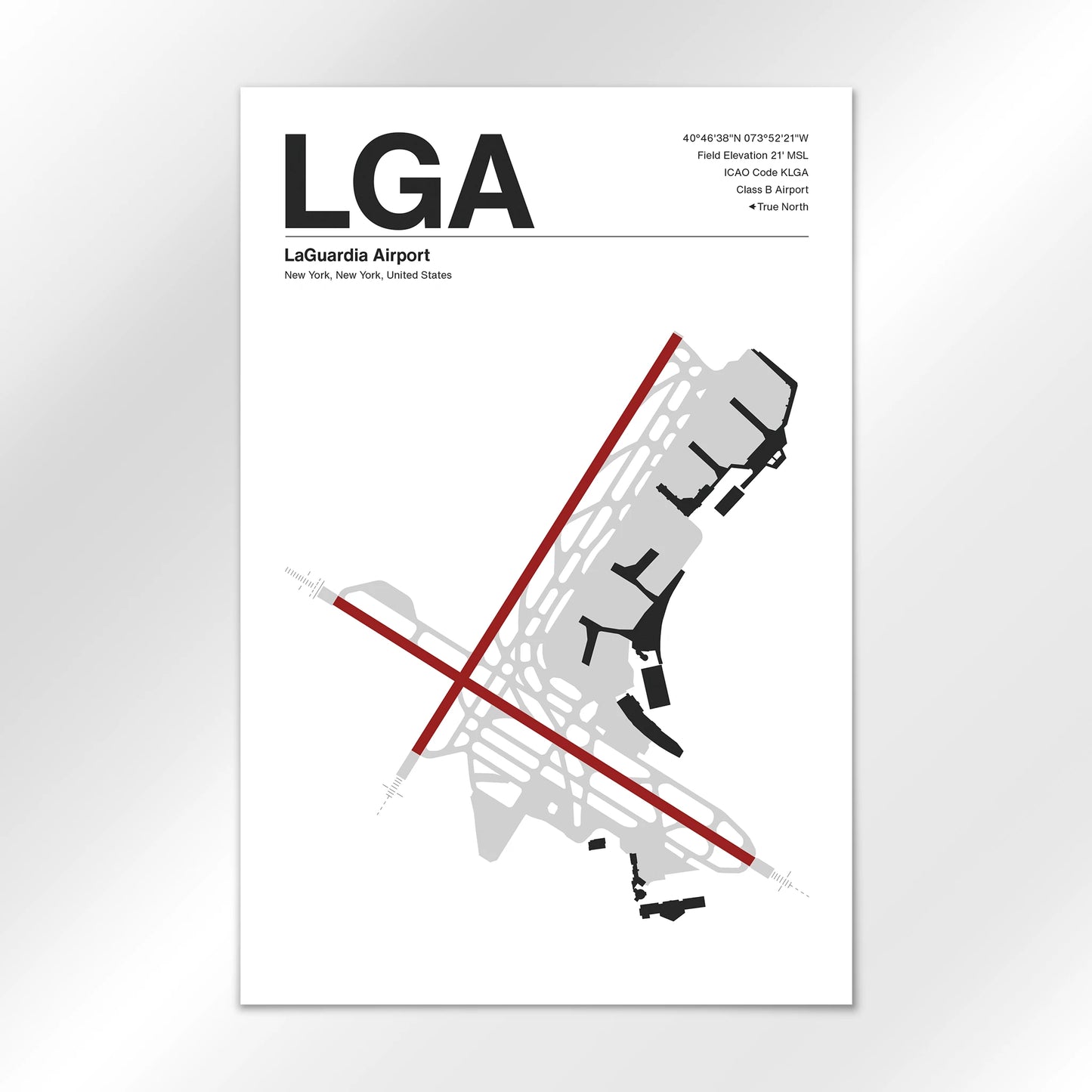 LGA | New York - Mid - Century Modern - 24×36" - No Frame