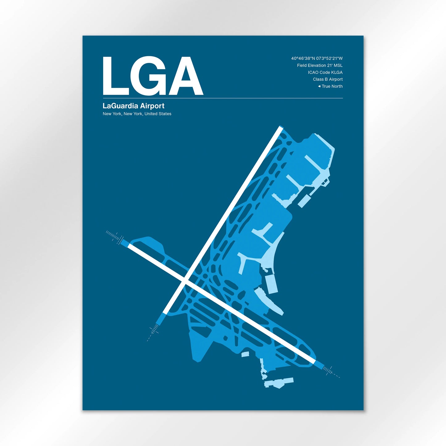 LGA | New York - Skyline Blue - 18×24" - No Frame