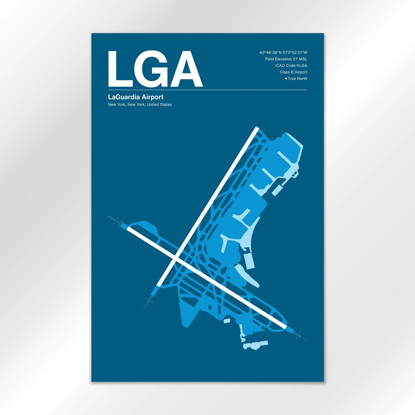 LGA | New York - Skyline Blue - 24×36" - No Frame