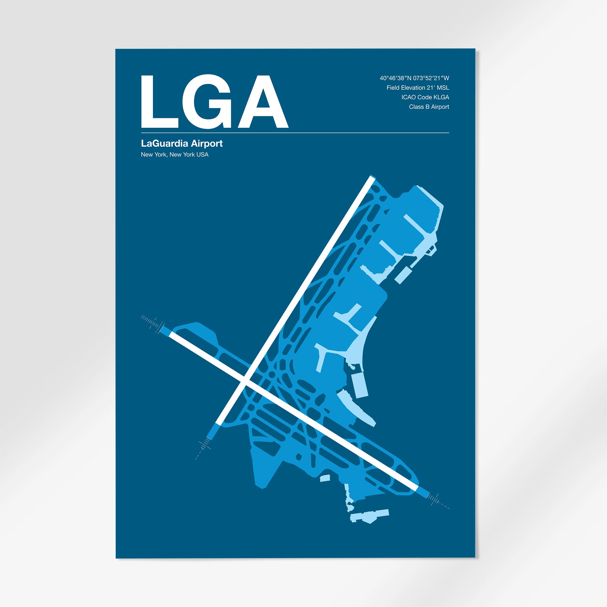 LGA | New York - 12×18" - Skyline Blue - No Frame
