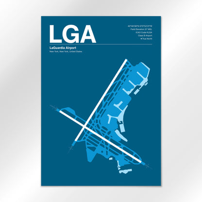 LGA | New York - Skyline Blue - A3 - No Frame