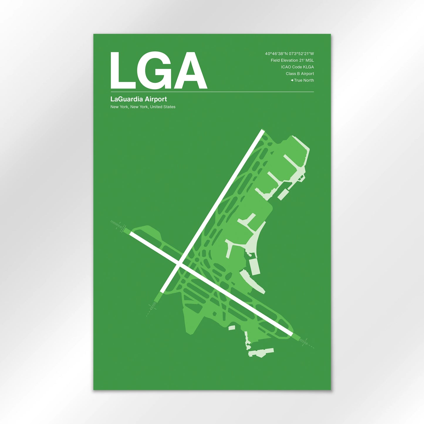 LGA | New York - Overland Green - 12×18" - No Frame
