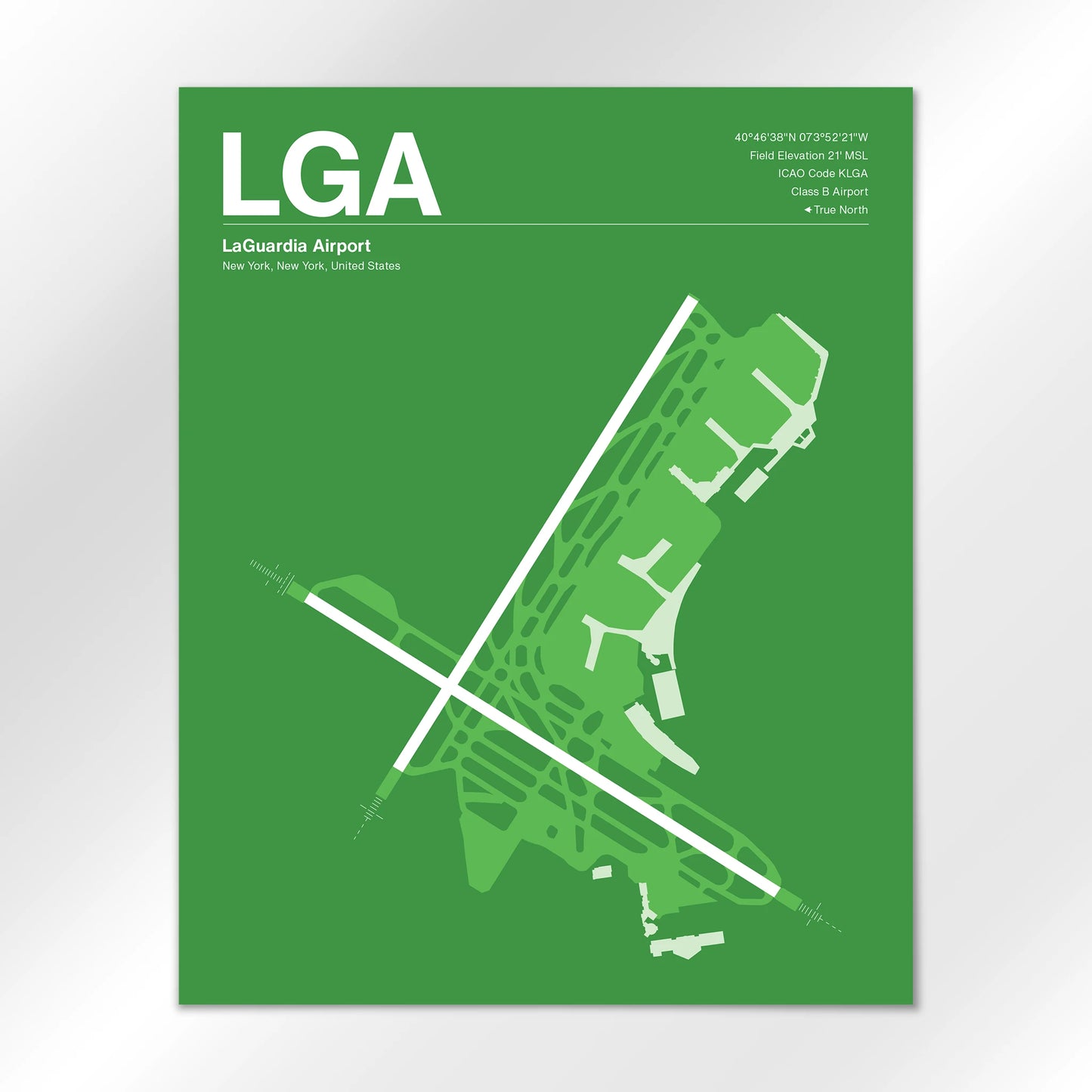 LGA | New York - Overland Green - 16×20" - No Frame