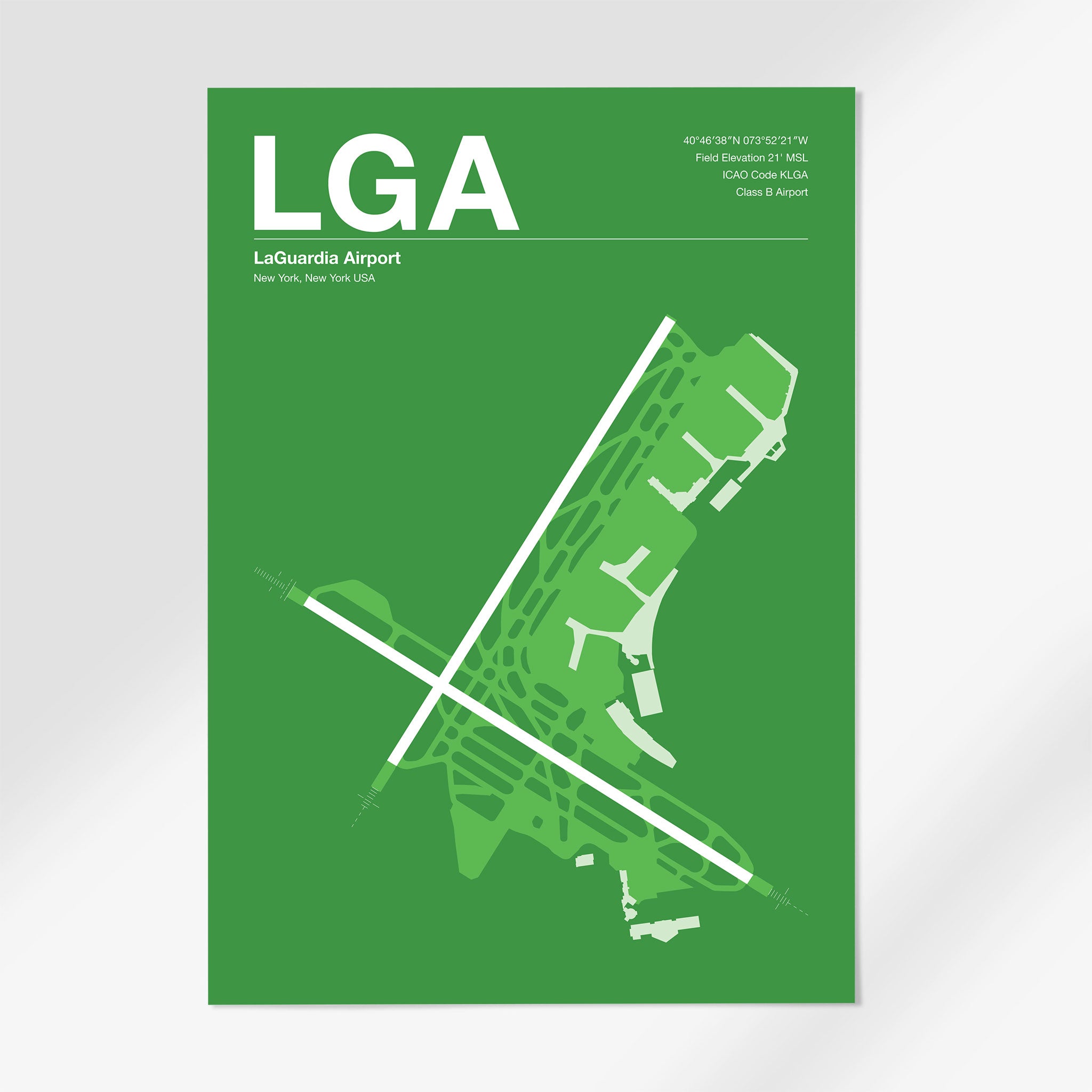 LGA | New York - 12×18" - Overland Green - No Frame