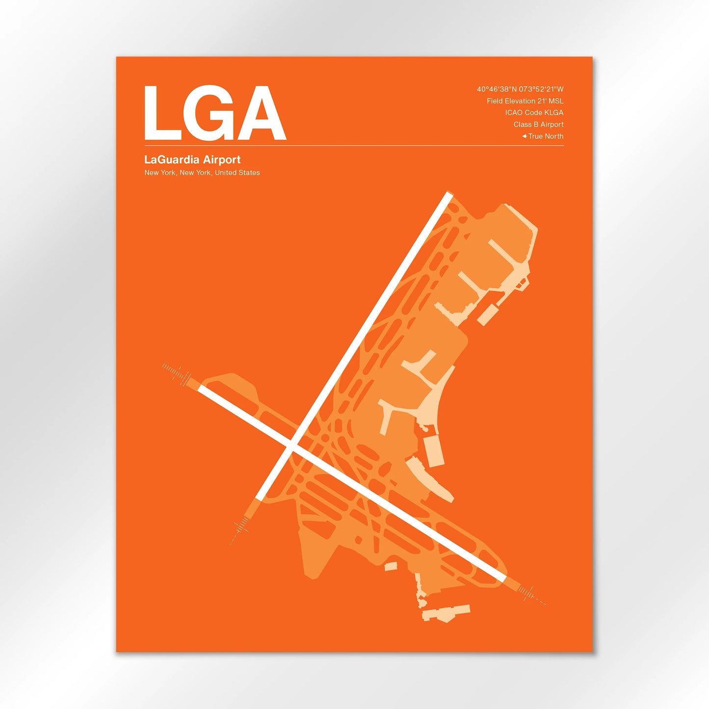 LGA | New York - Sunset Orange - 16×20" - No Frame
