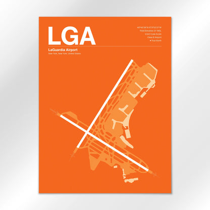 LGA | New York - Sunset Orange - 18×24" - No Frame