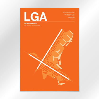 LGA | New York - Sunset Orange - A3 - No Frame
