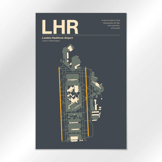LHR | London - Mid - Century Slate - 12×18" - No Frame