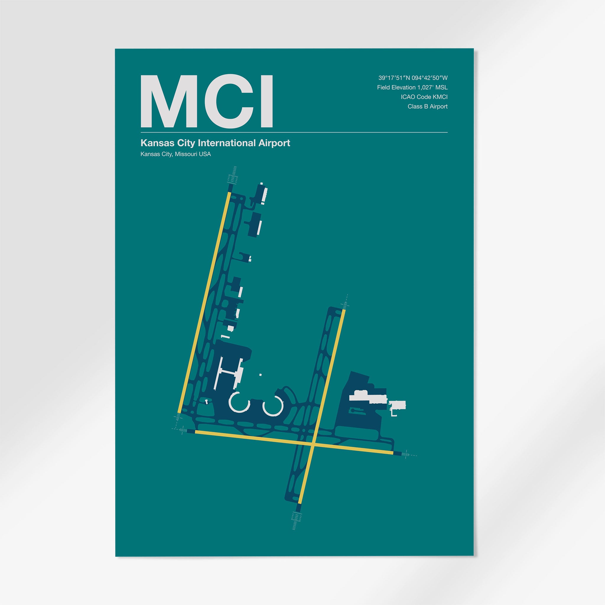 MCI | Kansas City - 12×18" - Mid - Century Moss - No Frame