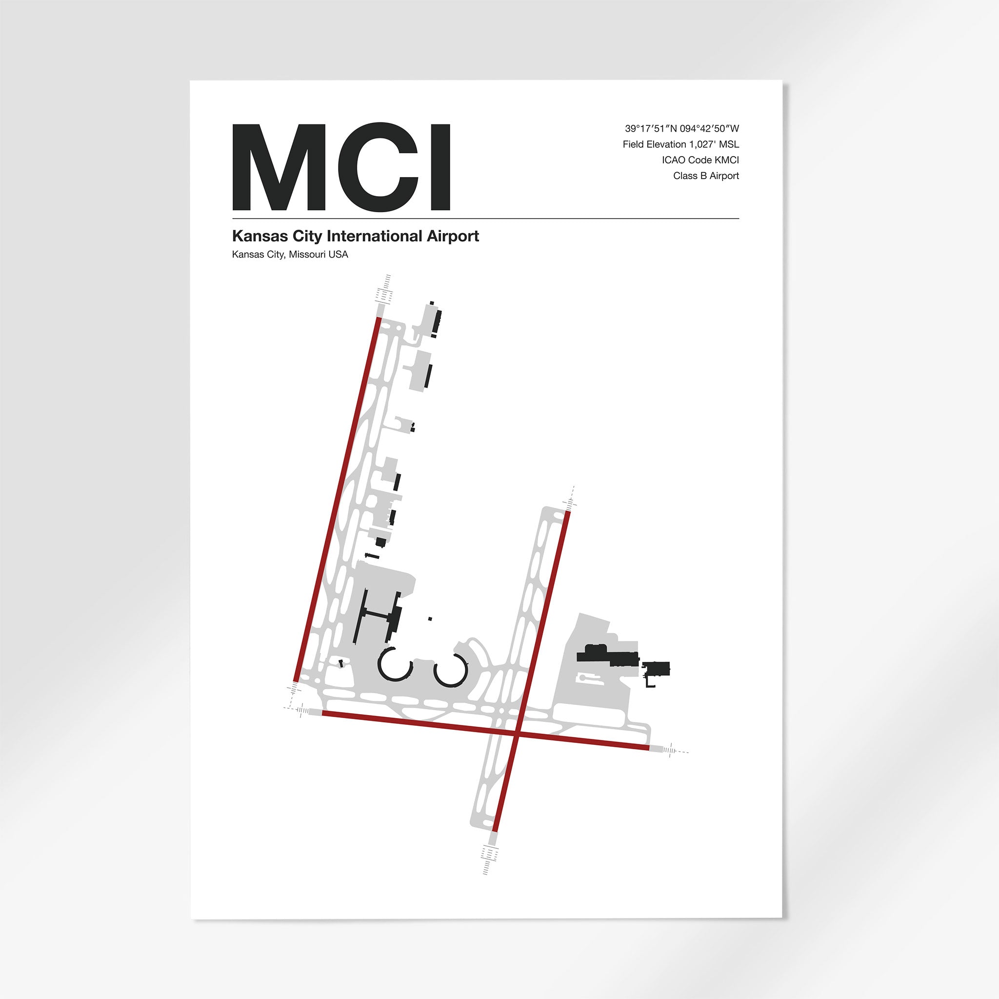 MCI | Kansas City - 12×18" - Mid - Century Modern - No Frame