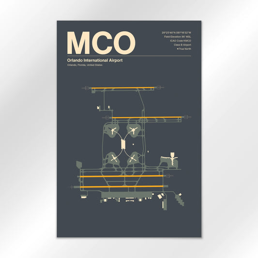 MCO | Orlando - Mid - Century Slate - 12×18" - No Frame