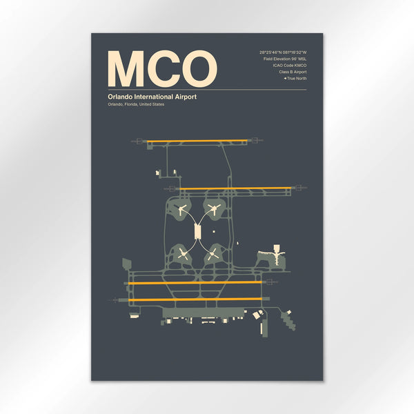 MCO | Orlando - Mid - Century Slate - 12×18" - No Frame