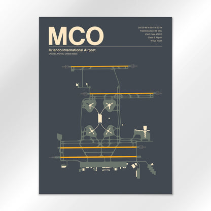 MCO | Orlando - Mid - Century Slate - 18×24" - No Frame