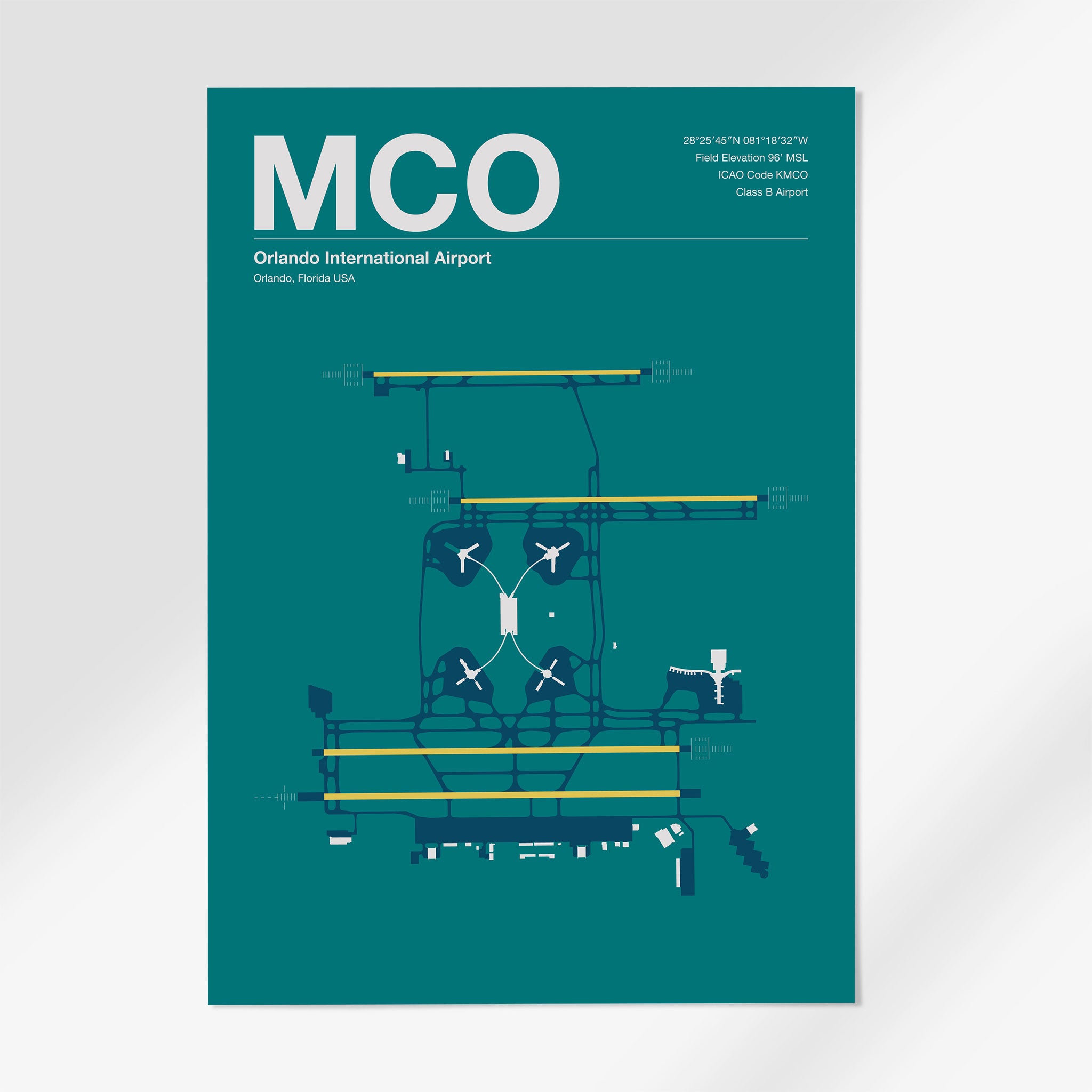 MCO | Orlando - 24×36" - Mid - Century Moss - No Frame