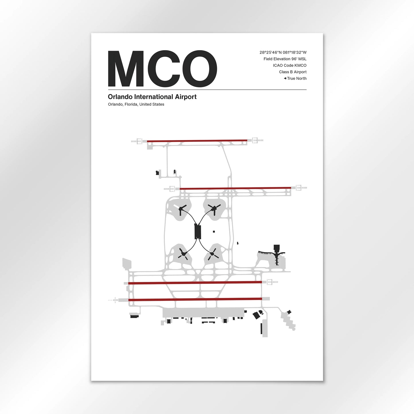MCO | Orlando - Mid - Century Modern - 12×18" - No Frame