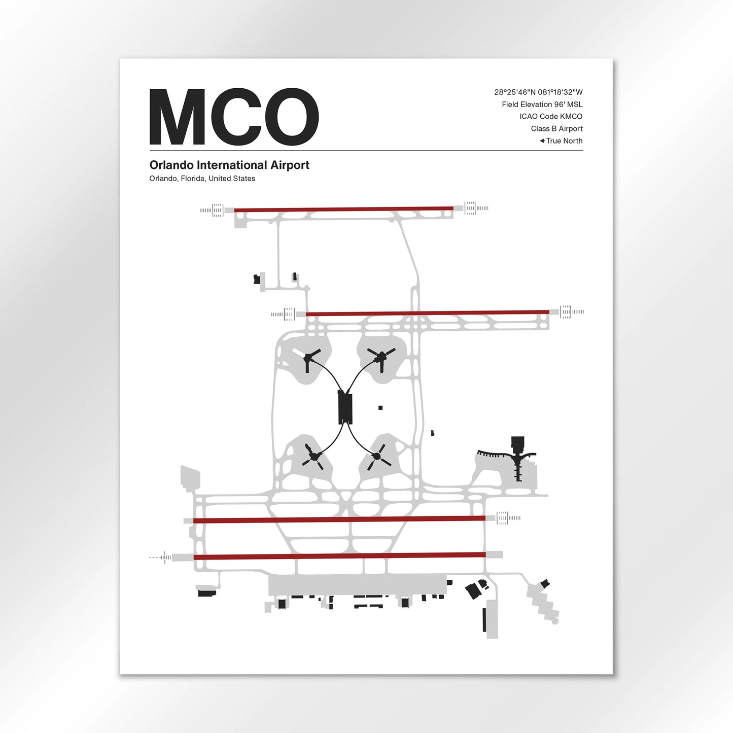 MCO | Orlando - Mid - Century Modern - 16×20" - No Frame