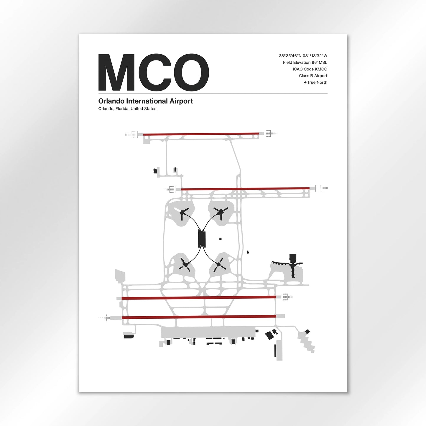 MCO | Orlando - Mid - Century Modern - 18×24" - No Frame
