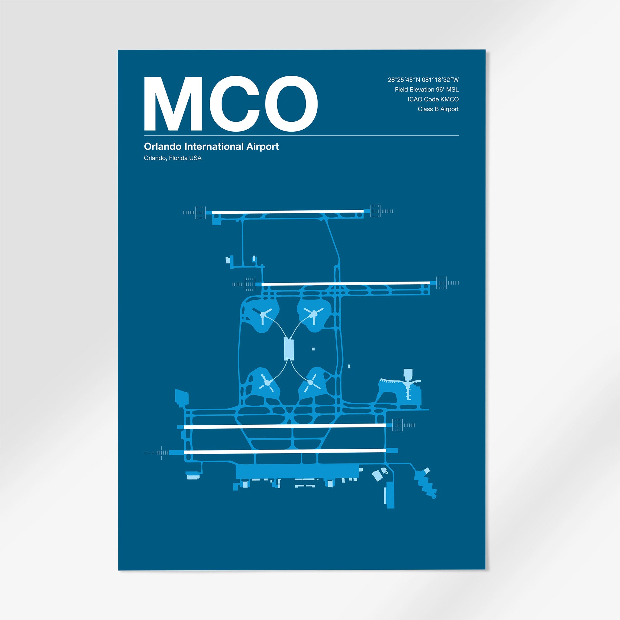 MCO | Orlando - 24×36" - Skyline Blue - No Frame