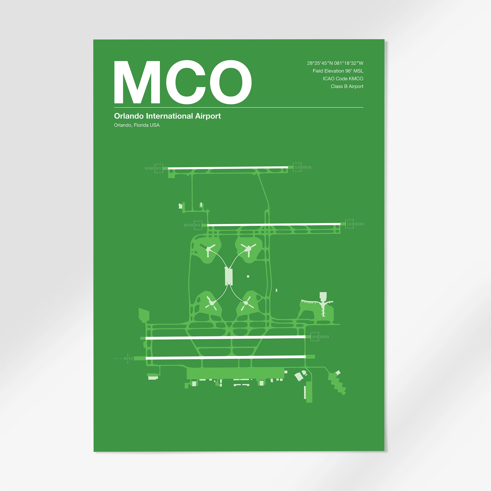 MCO | Orlando - 24×36" - Overland Green - No Frame