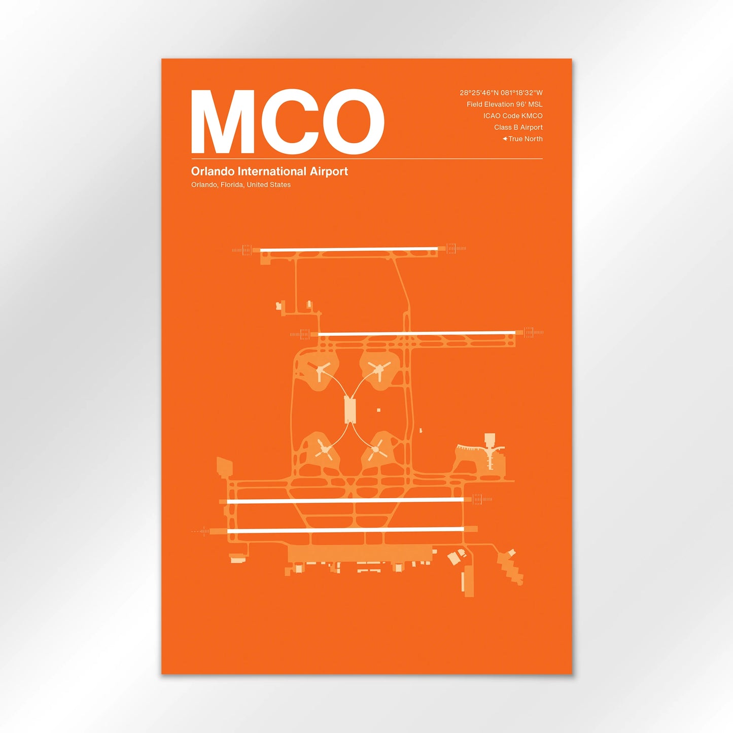 MCO | Orlando - Sunset Orange - 24×36" - No Frame