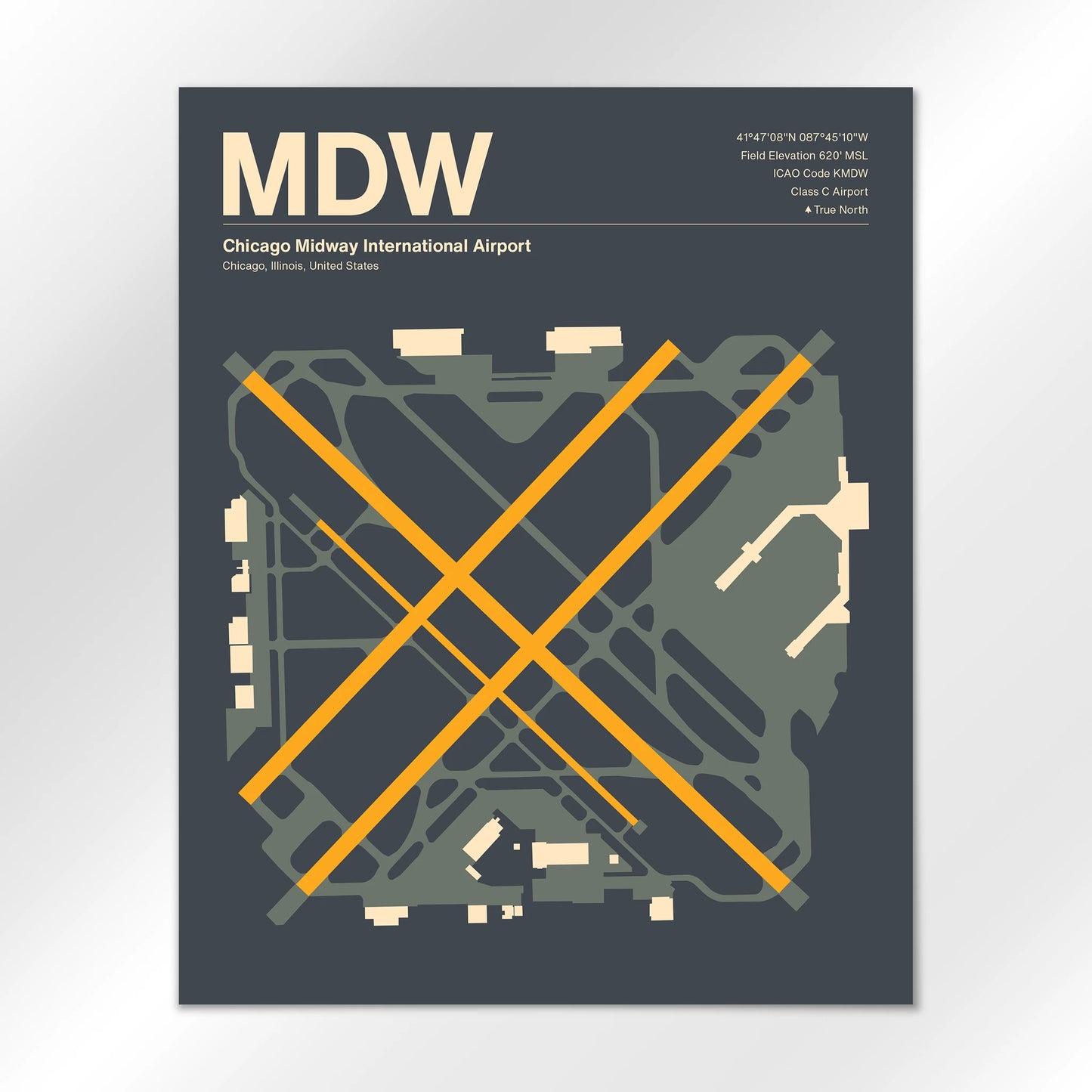 MDW | Chicago - Mid - Century Slate - 16×20" - No Frame