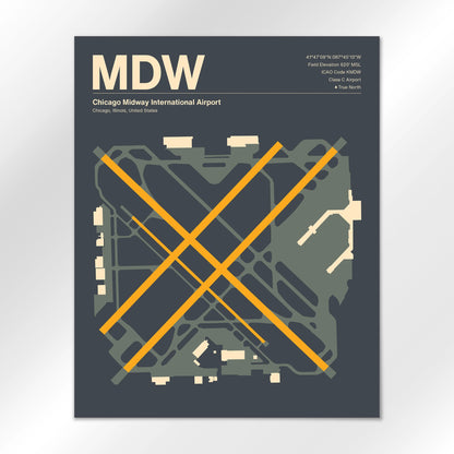 MDW | Chicago - Mid - Century Slate - 16×20" - No Frame